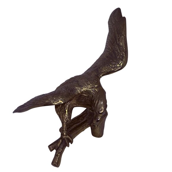 Vtg Solid Brass Eagle Sculpture 15.5" Tall Patriotic Statue Mid Century Decor - Picture 13 of 16